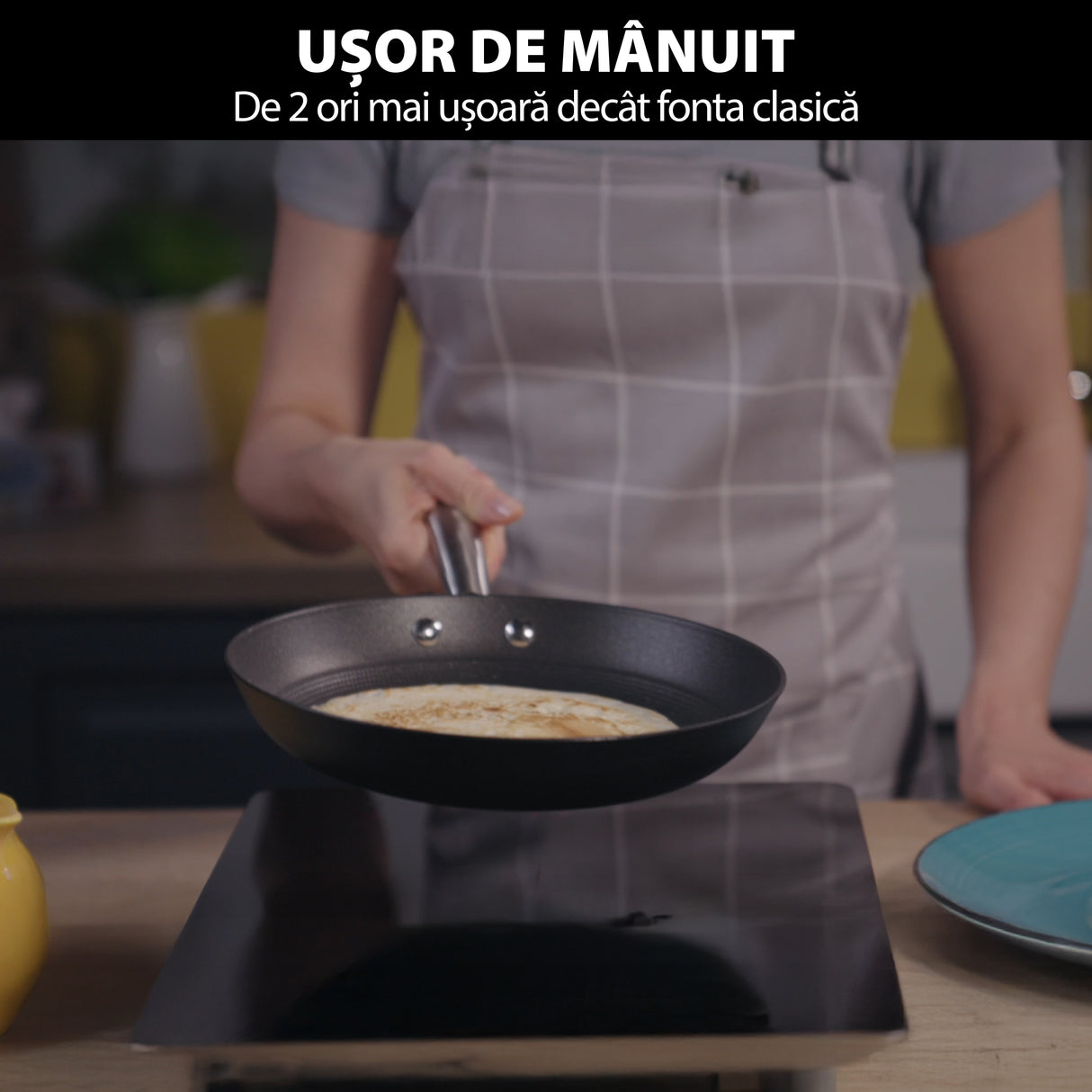 Tigaie fontă ușoară tip fagure