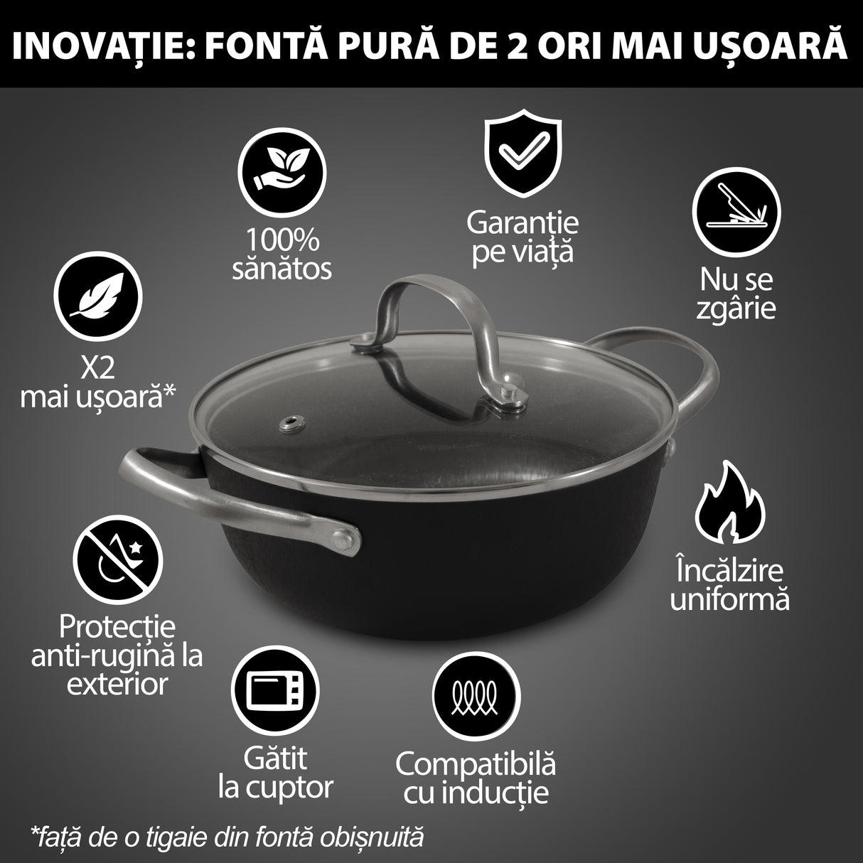 Pure lightweight cast iron pot