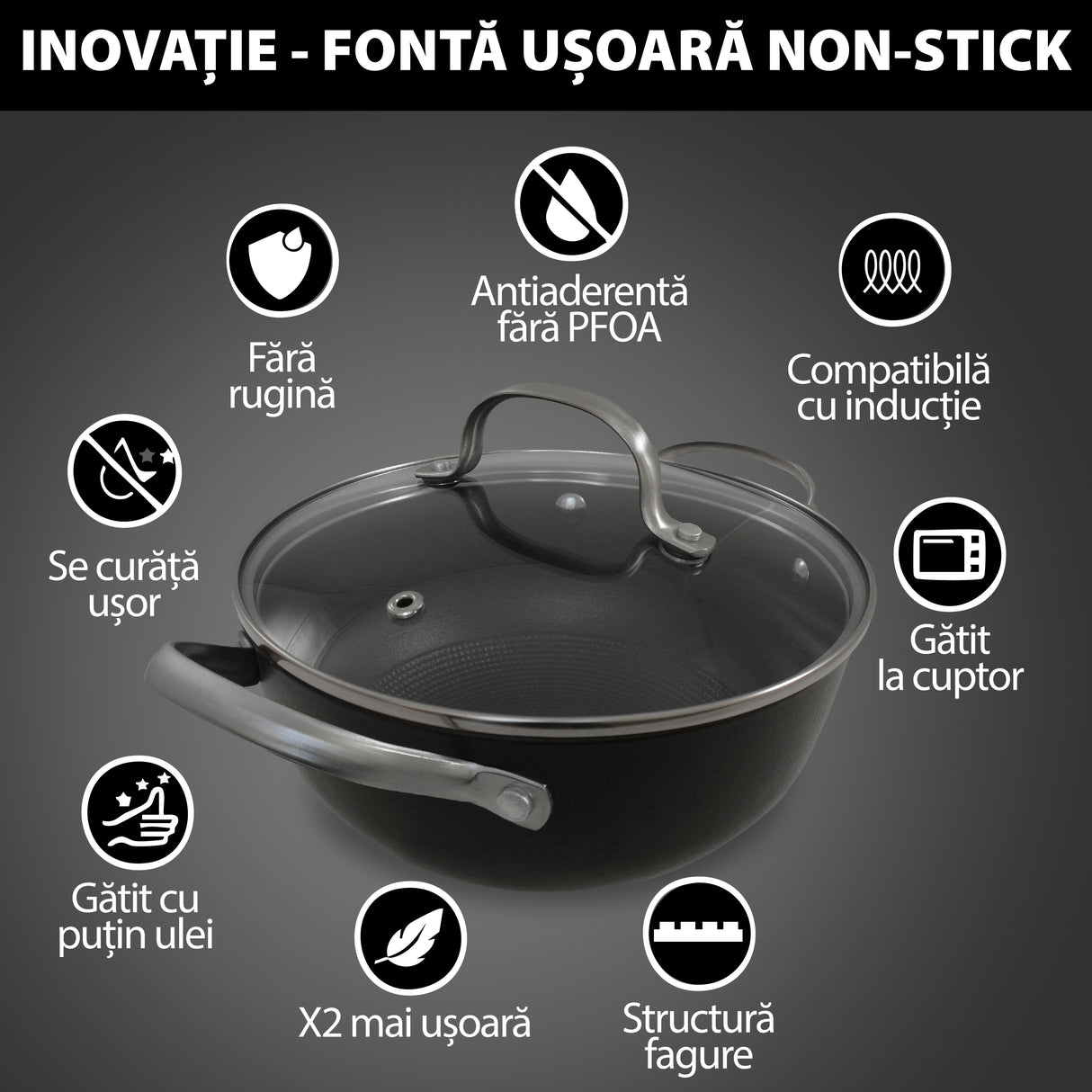 Cratiță fontă ușoară tip fagure