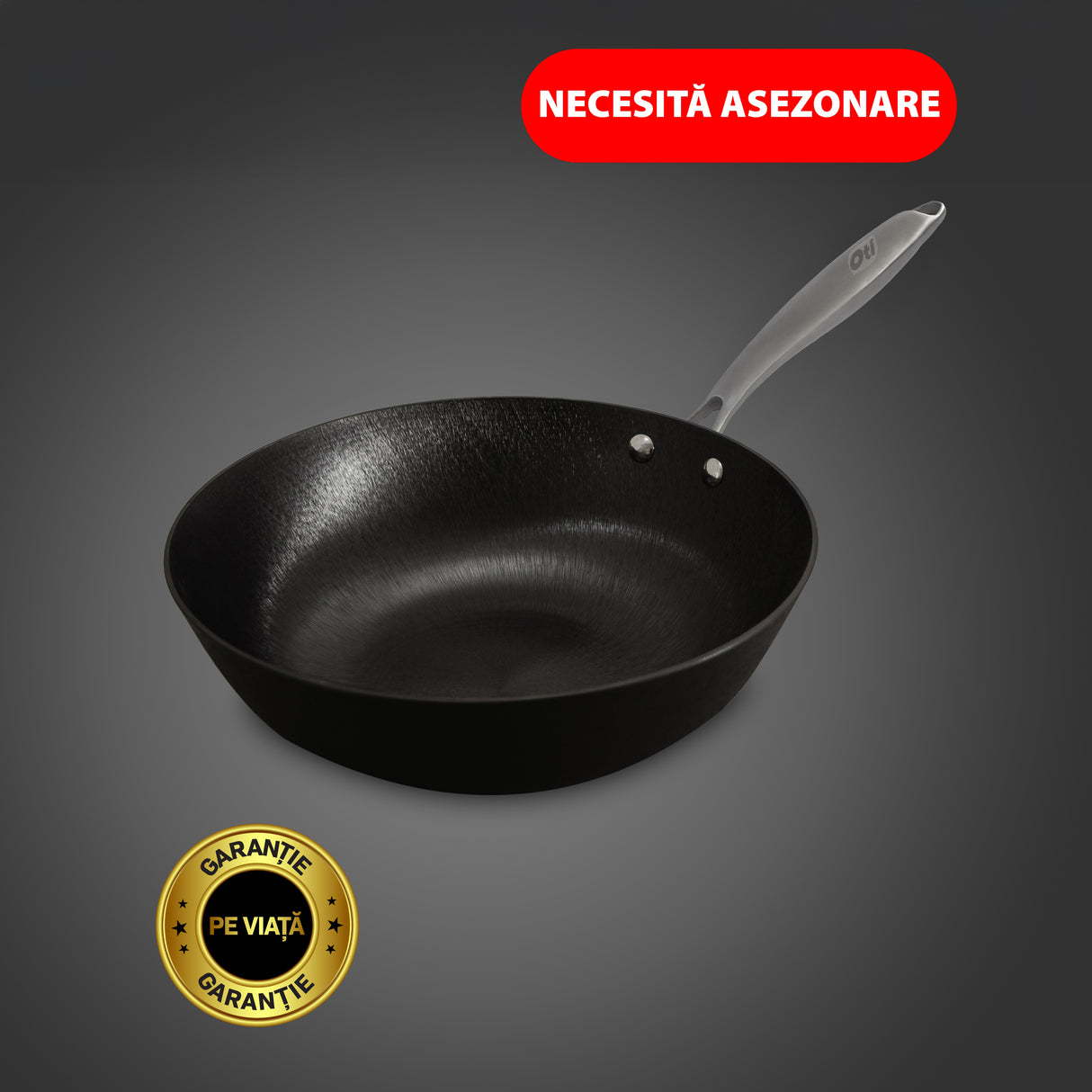 Wok fontă ușoară pură