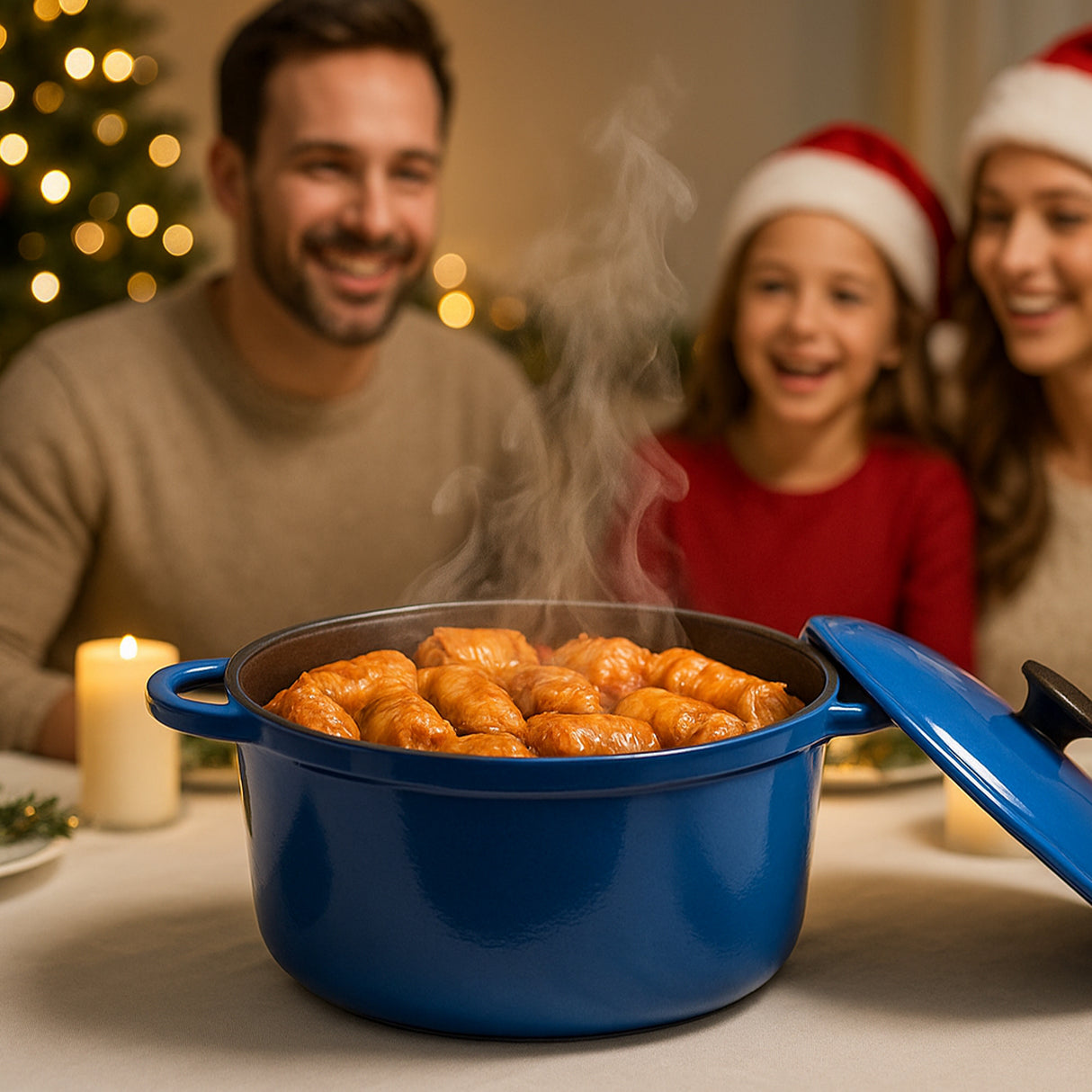 Klassischer Emaillierter Gusseisentopf mit Deckel