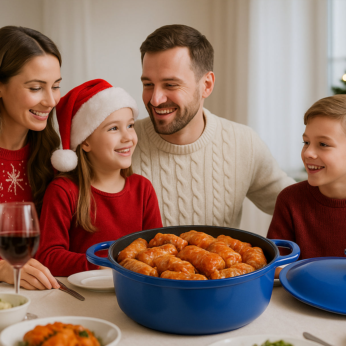 Klassischer Emaillierter Gusseisentopf mit Deckel