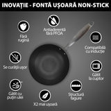 Wok fontă ușoară tip fagure